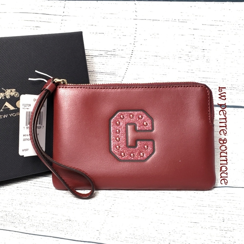 Coach Boxed Smooth Leather Corner Zip Wristlet